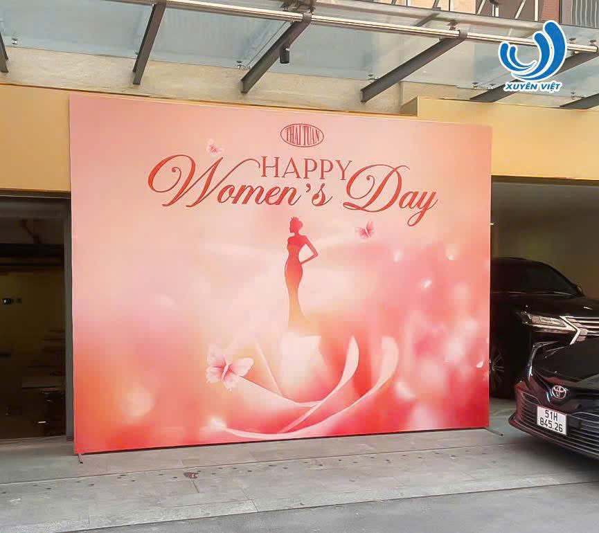 Thi công backdrop ngày quốc tế phụ nữ 8/3